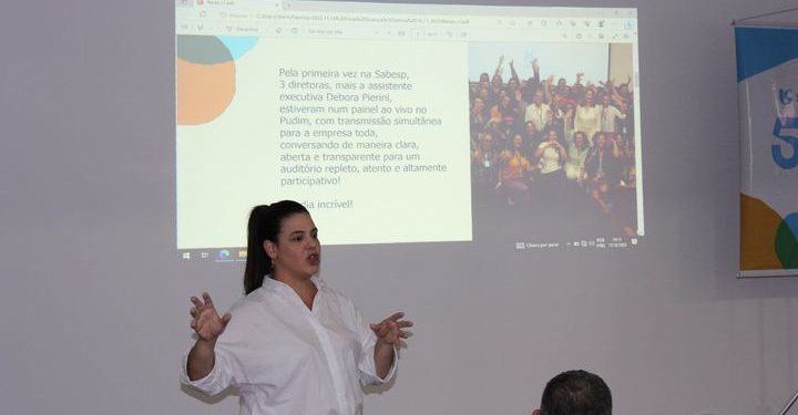 Diretora de Gente e Gestão Corporativa da Sabesp esteve reunida com colaboradores da Companhia, em Lins