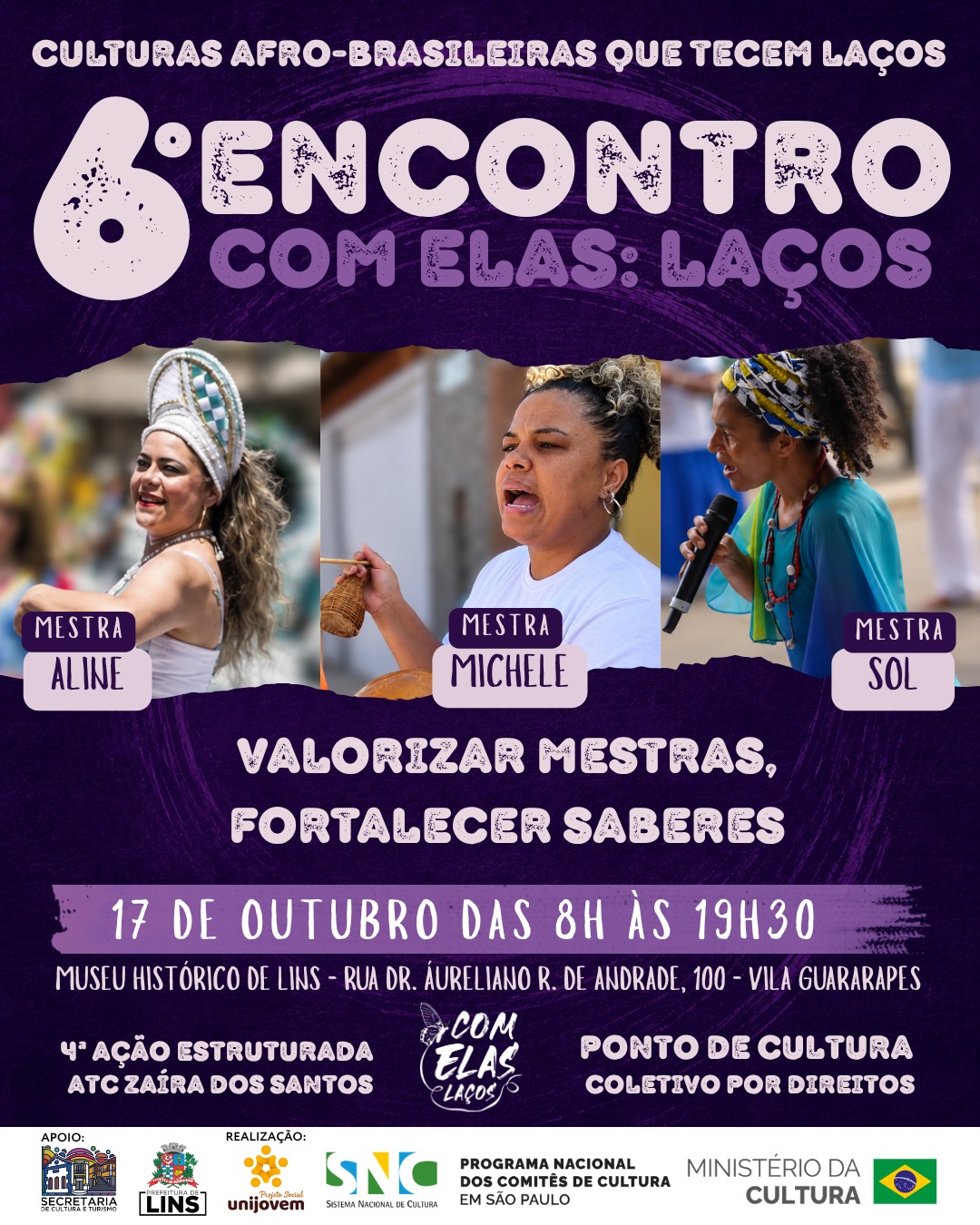 6º Encontro COM ELAS: LAÇOS celebra culturas afro-brasileiras e valoriza saberes ancestrais em Lins.